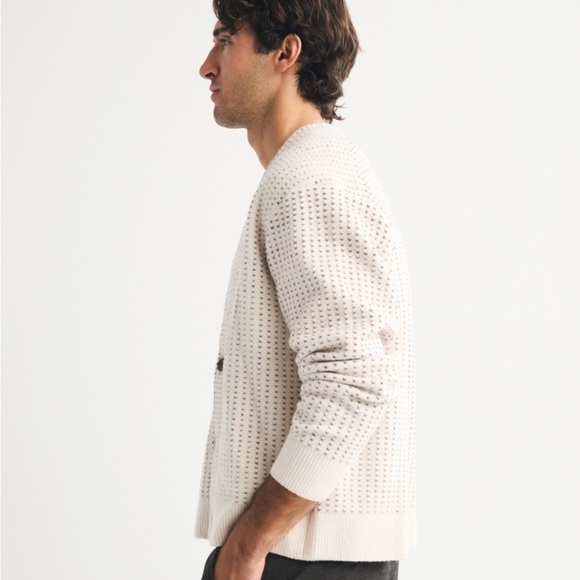 Men's Abercrombie & Fitch Textured Cardigan, Cream, Large, NWT - Picture 5 of 9